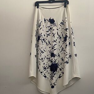 Russell Kemp Asymmetrical White and Navy Skirt